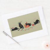 Sticker Rectangulaire Noël Mignonne Amoureux des chats Crew Feux de Noël (Enveloppe)