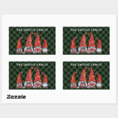Sticker Rectangulaire Noël Nordique Famille Gnomes Vert Plaid (Feuille)