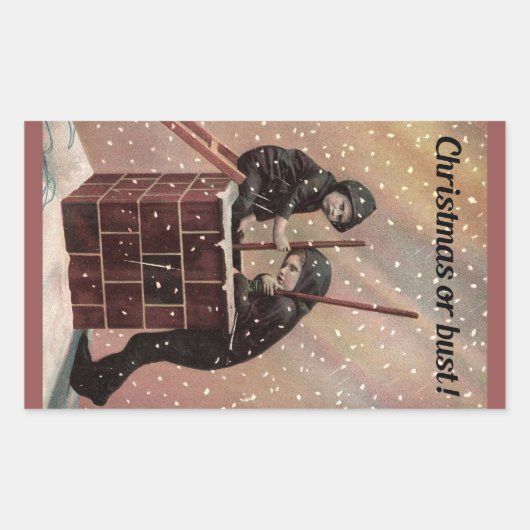 Sticker Rectangulaire Noël Ou Poussière, Garçon Chimney Balayage Antique (Devant)