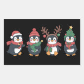 Sticker Rectangulaire Noël Pingouin Lover mignons Animaux de famille Noë (Devant)