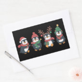 Sticker Rectangulaire Noël Pingouin Lover mignons Animaux de famille Noë (Enveloppe)