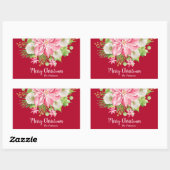 Sticker Rectangulaire Noël Poinsettia Floral Rouge Fête (Feuille)