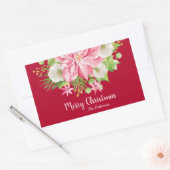 Sticker Rectangulaire Noël Poinsettia Floral Rouge Fête (Enveloppe)