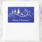 Sticker Rectangulaire Noël rétro des cerfs et des arbres (Sac)