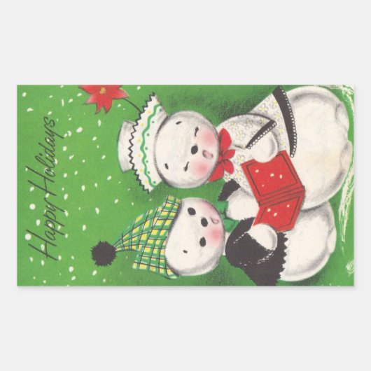 Sticker Rectangulaire Noël Retro Snowman (Devant)