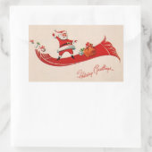 Sticker Rectangulaire Noël rétro Vintage Père Noël (Sac)