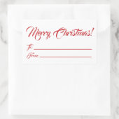 Sticker Rectangulaire Noël rouge blanc à partir de l'écriture vide éléga (Sac)