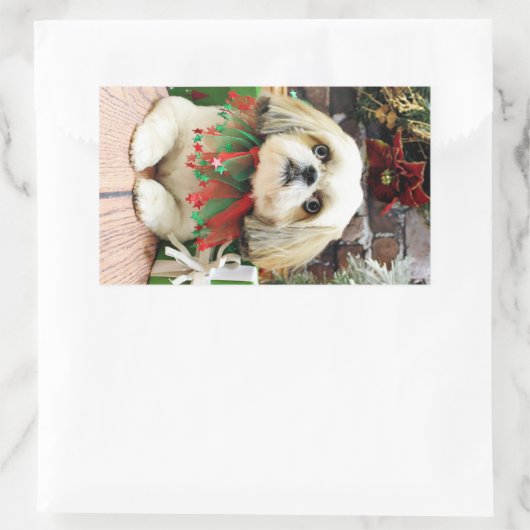 Sticker Rectangulaire Noël - Shih Tzu - Sophie (Sac)