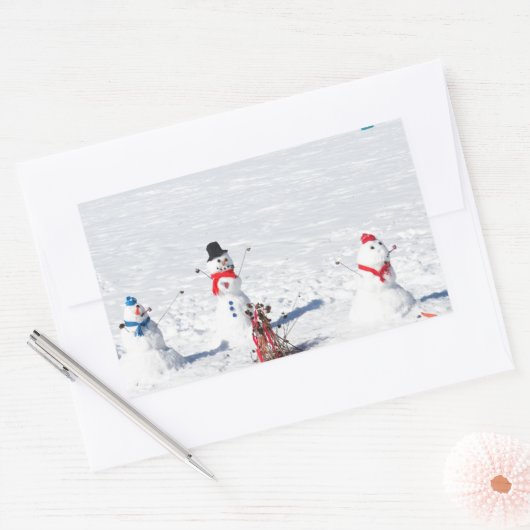 Sticker Rectangulaire Noël Snowmen (Enveloppe)