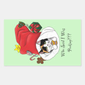 Sticker Rectangulaire Noël Stocker mignonne Calico Kitten (Devant)