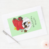 Sticker Rectangulaire Noël Stocker mignonne Calico Kitten (Enveloppe)