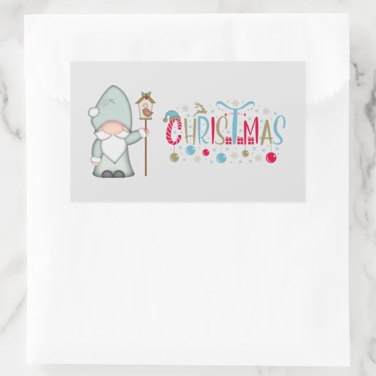 Sticker Rectangulaire Noël Tomte Gnome (Sac)