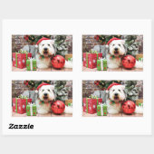 Sticker Rectangulaire Noël - vieux chien de berger anglais - Alphy (Feuille)