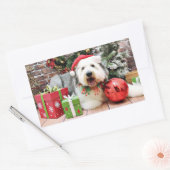 Sticker Rectangulaire Noël - vieux chien de berger anglais - Alphy (Enveloppe)