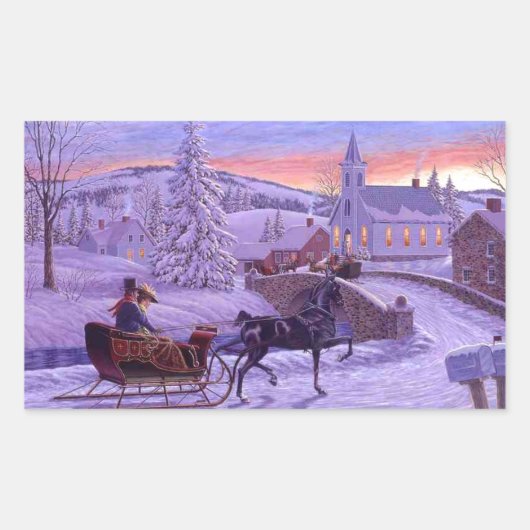 Sticker Rectangulaire Noël vintage à l'ancienne (Devant)