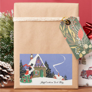 Sticker Rectangulaire Noël vintage, couple victorien allant à une fête