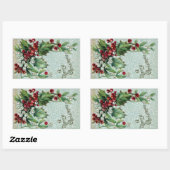 Sticker Rectangulaire Noël Vintage Holly et Mistletoe (Feuille)