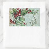 Sticker Rectangulaire Noël Vintage Holly et Mistletoe (Sac)