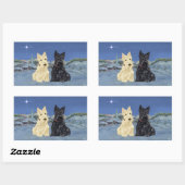 Sticker Rectangulaire Noël Wheaten Black Scotties (Feuille)
