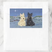 Sticker Rectangulaire Noël Wheaten Black Scotties (Sac)
