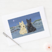 Sticker Rectangulaire Noël Wheaten Black Scotties (Enveloppe)