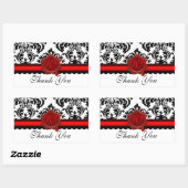 STICKER RECTANGULAIRE NOIR BLANC DOMMASQUE SCEAU DE CIRE ROUGE MONOGRAMM (Feuille)