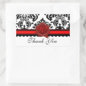 STICKER RECTANGULAIRE NOIR BLANC DOMMASQUE SCEAU DE CIRE ROUGE MONOGRAMM (Sac)