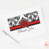 STICKER RECTANGULAIRE NOIR BLANC DOMMASQUE SCEAU DE CIRE ROUGE MONOGRAMM (Enveloppe)