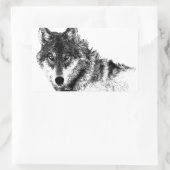 Sticker Rectangulaire Noir Blanc Inspiration Wolf Eyes (Sac)