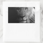 Sticker Rectangulaire Noir Blanc Motivation Leadership Lion Portrait (Sac)
