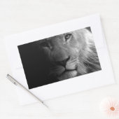 Sticker Rectangulaire Noir Blanc Motivation Leadership Lion Portrait (Enveloppe)