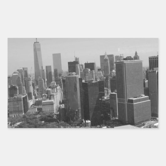 Sticker Rectangulaire Noir blanc New York City Skyline (Devant)