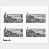 Sticker Rectangulaire Noir blanc New York City Skyline (Feuille)