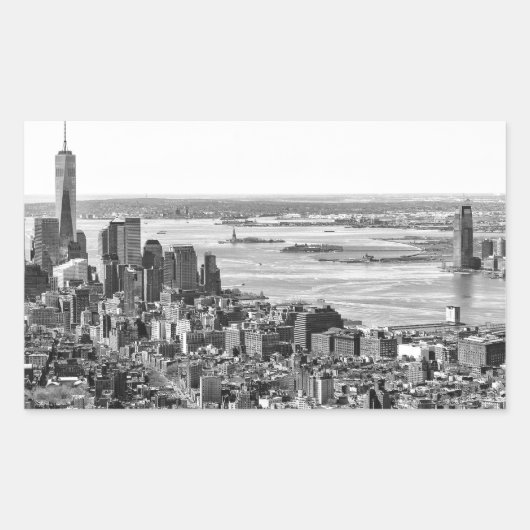 Sticker Rectangulaire Noir blanc New York City Skyline (Devant)