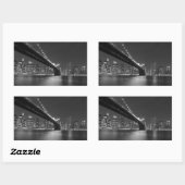 Sticker Rectangulaire Noir blanc New York City Skyline (Feuille)