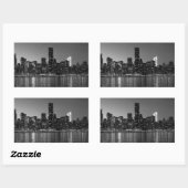 Sticker Rectangulaire Noir Blanc New York City Skyscapants Silhouette (Feuille)