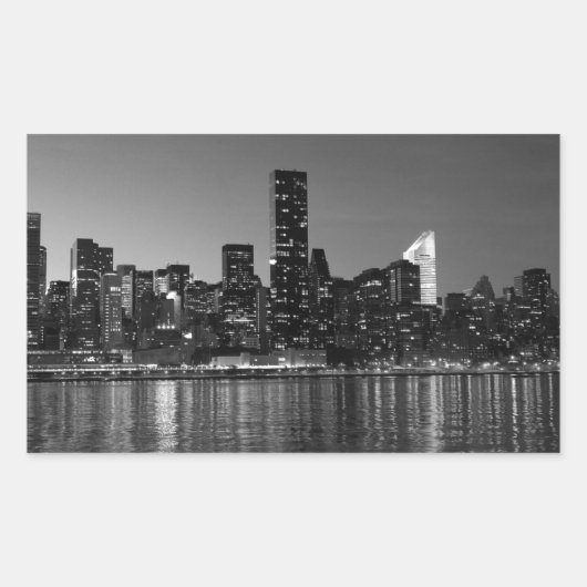 Sticker Rectangulaire Noir Blanc New York City Skyscapants Silhouette (Devant)
