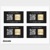 Sticker Rectangulaire Noir blanc nom de l'entreprise logo qr code (Feuille)