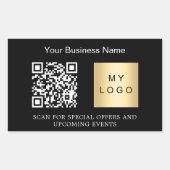 Sticker Rectangulaire Noir blanc nom de l'entreprise logo qr code (Devant)