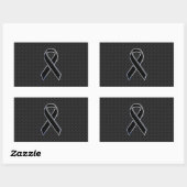Sticker Rectangulaire Noir Chrome Style Ribbon Sensibilisation (Feuille)