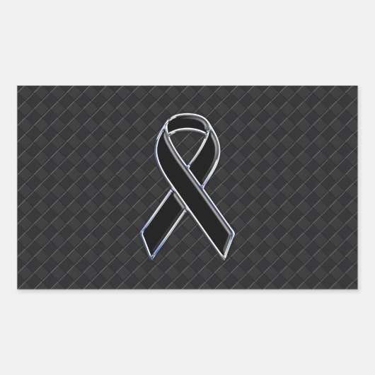 Sticker Rectangulaire Noir Chrome Style Ribbon Sensibilisation (Devant)