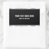 Sticker Rectangulaire Noir Et Argent Ajouter Votre Nom Modèle Texte (Sac)