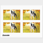 Sticker Rectangulaire Noir et blanc Boston Terrier (Feuille)