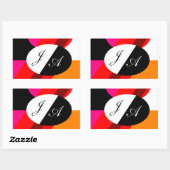 Sticker Rectangulaire Noir et blanc et rouge double monogramme (Feuille)