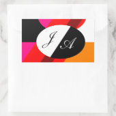 Sticker Rectangulaire Noir et blanc et rouge double monogramme (Sac)