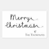 Sticker Rectangulaire Noir et blanc minimaliste Joyeux Noël (Devant)