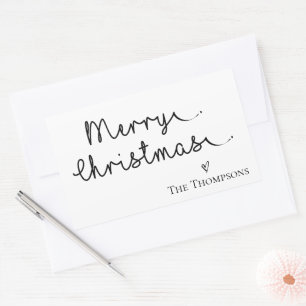 Sticker Rectangulaire Noir et blanc minimaliste Joyeux Noël