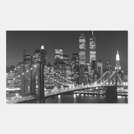 Sticker Rectangulaire Noir et blanc New York City (Devant)