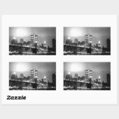 Sticker Rectangulaire Noir et blanc New York City à la nuit Rectangle St (Feuille)