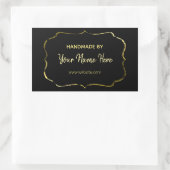 Sticker Rectangulaire Noir Et Or Fabriqué À La Main (Sac)